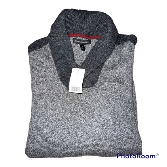 NWT Banana Republic Gray Cozy Shawl-Collar Sweater - Picture 5 of 5